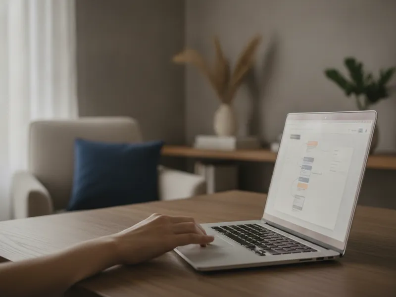 An email lifecycle flow being built on a laptop